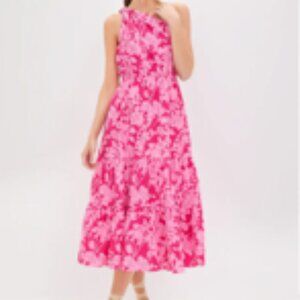 Pink Textured Floral One Shoulder Sybil Maxi Dress size S